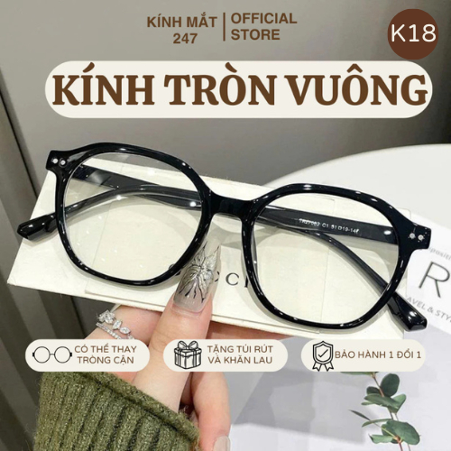 Kính Mắt Vuông Với Các Góc Bo Tròn Nhẹ Phong Cách Châu Âu Thiết Kế Đơn Giản Và Thời Trang - K18