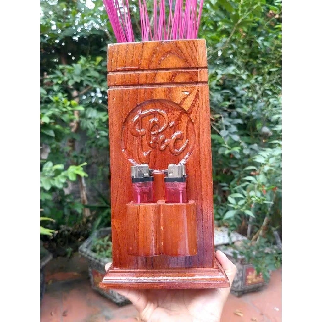Mẫu ( PHÚC - LỘC - THỌ ) Ống Đựng Nhang Có Chỗ Để Hộp Quẹt Sang Trọng - Ấm Cúng Cho Ban Thờ Nhà Bạn