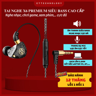  Tai Nghe Nhét Tai Tai nghe Gaming Có Dây CTTech X6 Chống Ồn Tốt Âm Thanh Super Bass,Có Mic-BH12T 