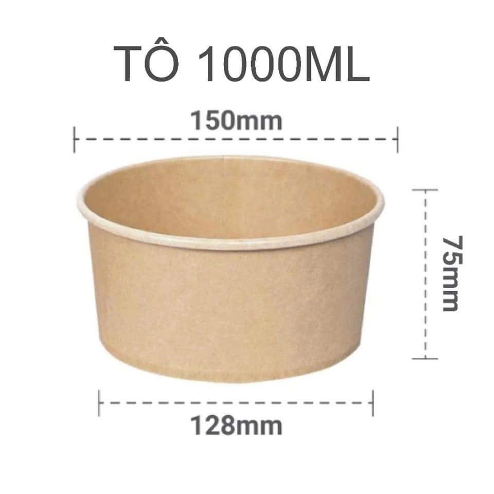 Thùng 500 tô giấy nâu 500ml 750ml 1000ml kèm nắp>>