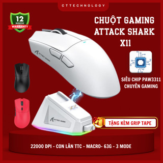  Chuột Gaming Chuột Không Dây Bluetooth CTTech Attack Shark X11 Chip PAW3311 App Tùy Chỉnh-BH12T 