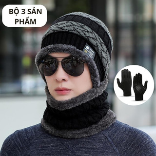  Bộ 3 món mũ len nam nữ trùm đầu TOBI set 3 nón len kèm khăn quàng cổ găng tay mùa đông thời trang 