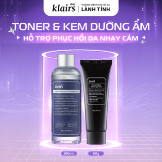  Combo Nước hoa hồng Dear Klairs Supple Preparation Unscented Toner 180ml + Kem dưỡng Midnight Blue Calming 60g 