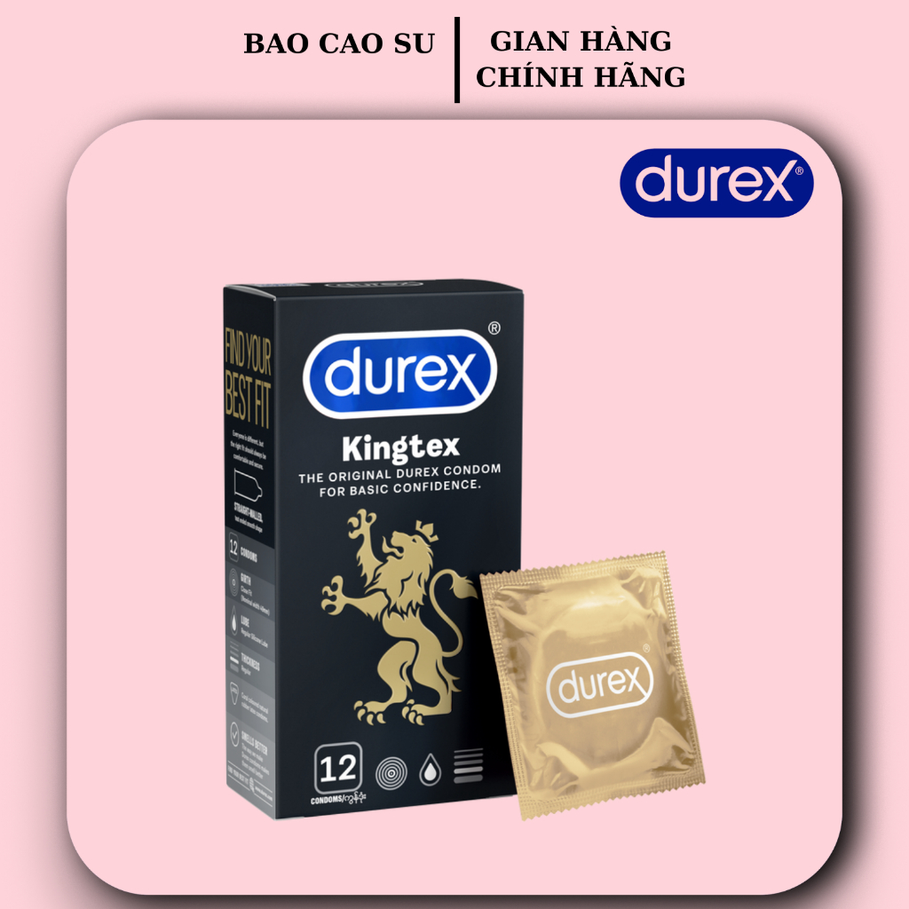 Bao cao su Durex Kingtex chính hãng ôm sát vừa vặn nhiều gel bôi trơn cảm xúc thăng hoa Hộp 3 cái/ 12 cái