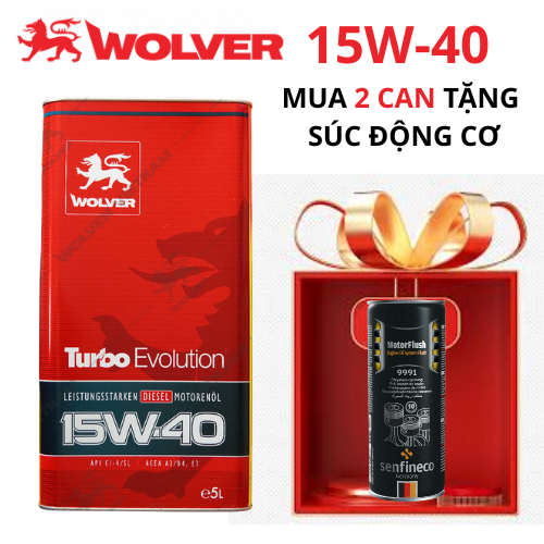 Wolver Turbo Evolution 15W-40/20W-50 Ci4 - Wolver 15w40 - Wolver 20w50 5L nhập khẩu Đức