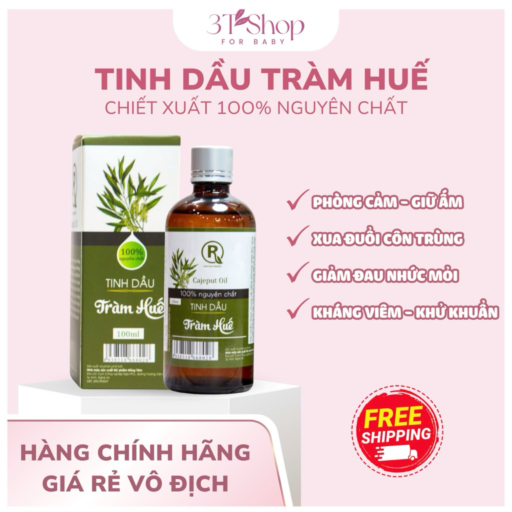 TINH DẦU TRÀM NGUYÊN CHẤT HỒNG TÂM GIỮ ẤM,CẢN GIÓ,GIẢI CẢM CHAI 100ML