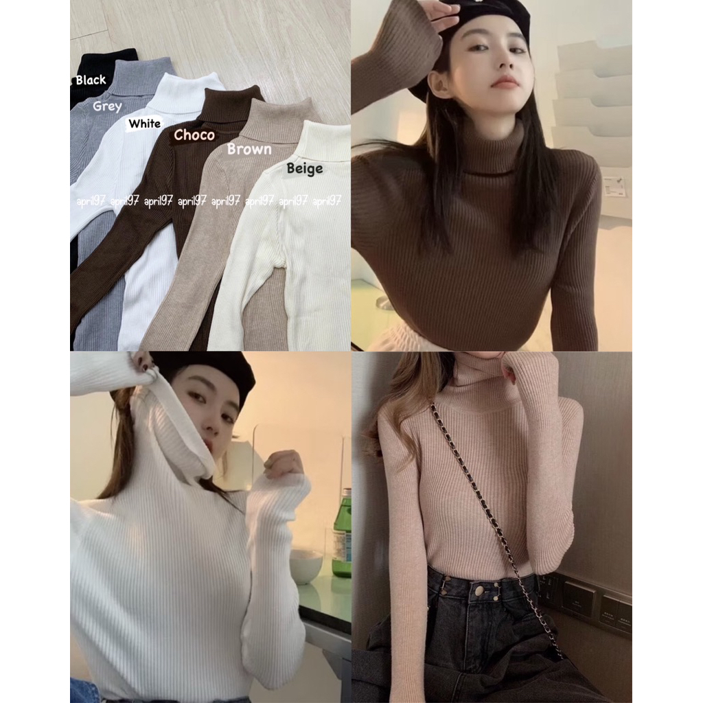 Áo len tăm cổ lọ, áo len cổ cao chất dày ấm nhiều màu April97 (ảnh thật/ có sẵn)