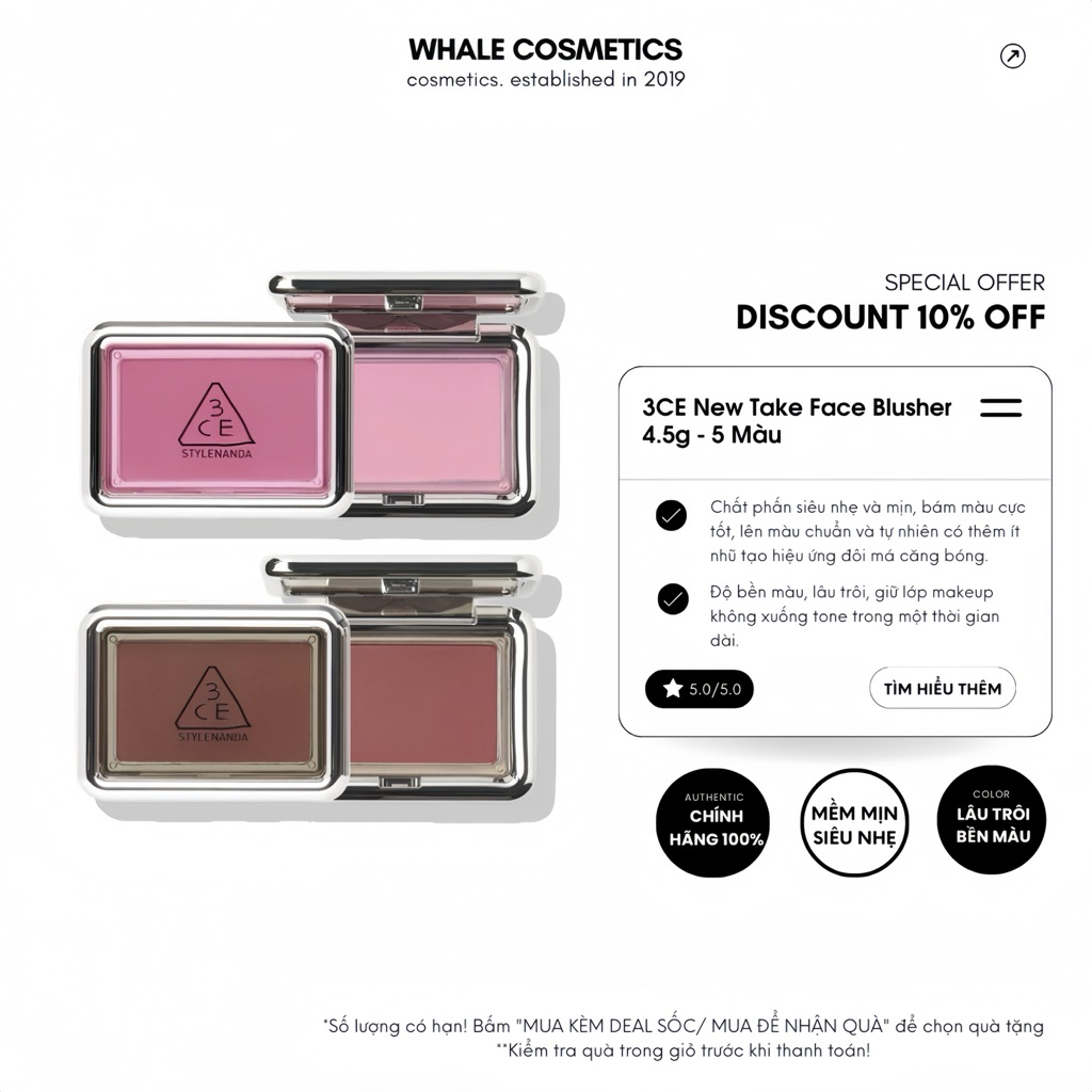 Bảng Phấn Má Hồng 3CE New Take Face Blusher 4.5g