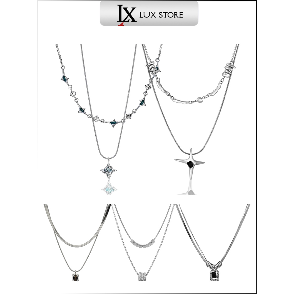 Dây Chuyền Titan 2 Lớp - Vòng Cổ Layering Nam Nữ Thời Trang Phong Cách Hàn Quốc Y2K Lux Store
