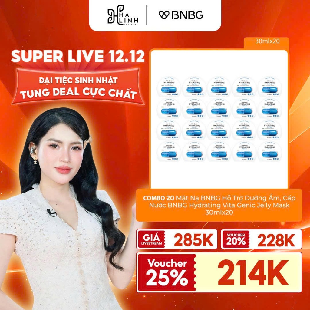   VHL x BNBG   COMBO 20 Mặt Nạ BNBG Hỗ Trợ Dưỡng Ẩm Cấp Nước BNBG Hydrating Vita Genic Jelly Mask 30mlx20 