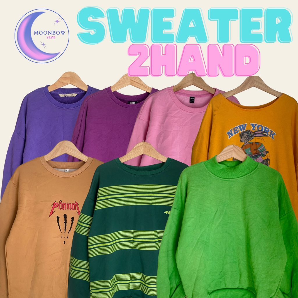 Áo Sweater Unisex 2hand • Form Rộng Vintage • Sweater Nam Nữ • Áo Sweater – Moonbow 2hand