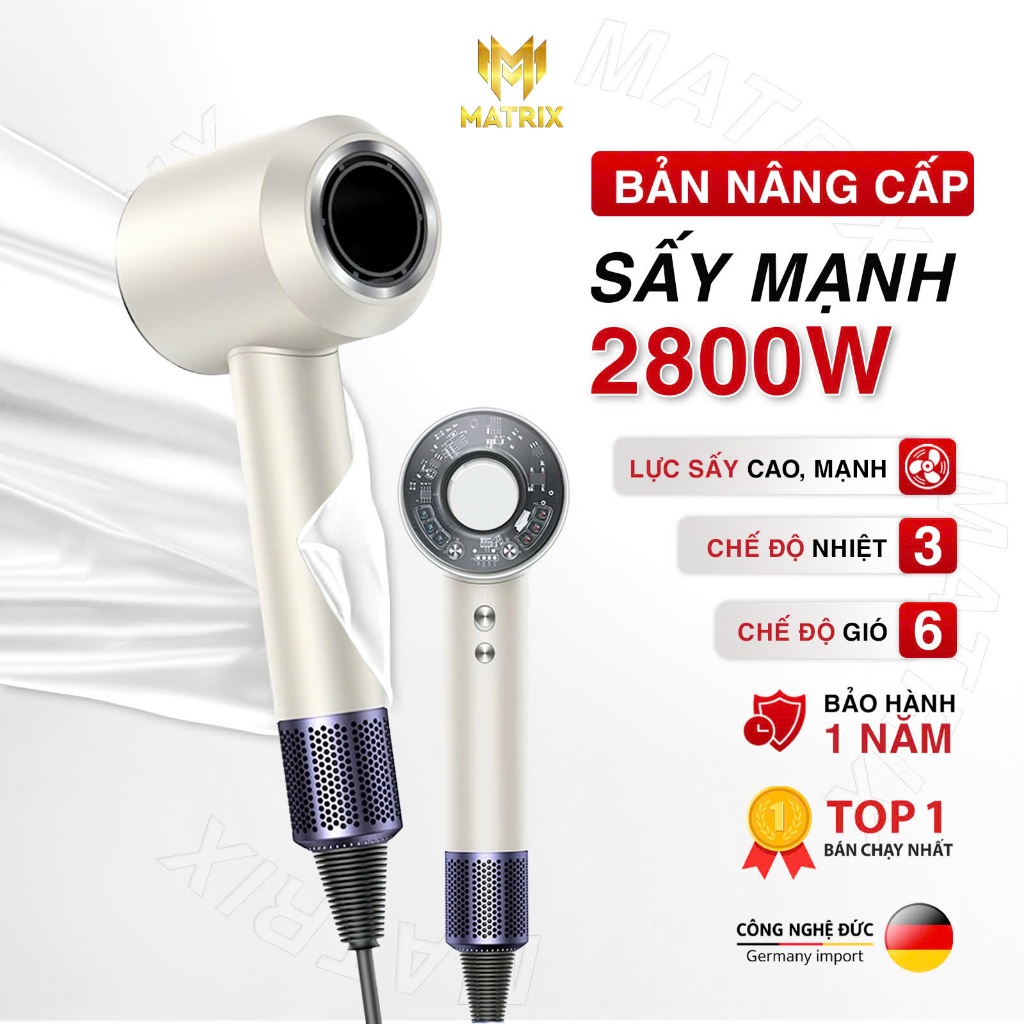 Máy sấy tóc cao cấp Matrix có ion âm bảo vệ tóc, sấy nóng lạnh công suất lớn 2800W bảo hành 12 tháng