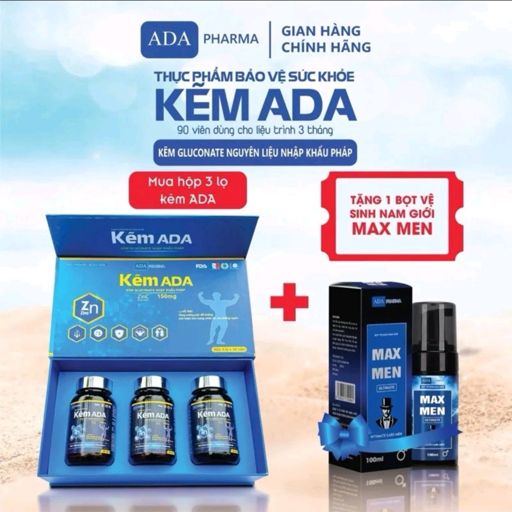 Kẽm ADA - Kẽm Gluconate Nguyên Liệu Nhập Khẩu Pháp - Hỗ Trợ Tăng Cường Sức Khoẻ