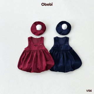  Váy Nhung Dáng Bí Obebi Kèm Mũ Nồi Thời Trang Thu Đông Diện Tết Noel Cho Bé Gái từ 8-22kg V56 