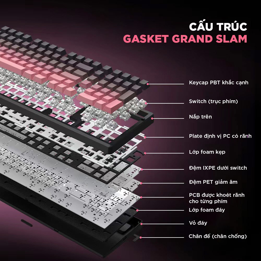 Bàn phím cơ k98 gaming Không dây Bluetooth Silent Switch LED RGB Có Hot-swap cho máy tính/laptop/ipad Có APP tùy chỉnh | BigBuy360 - bigbuy360.vn