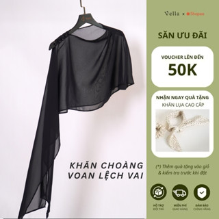  Khăn choàng voan áo choàng voan nữ lệch vai thời trang dạ tiệc cao cấp 3 màu TRẮNG ĐEN KEM VPK-KVLV 