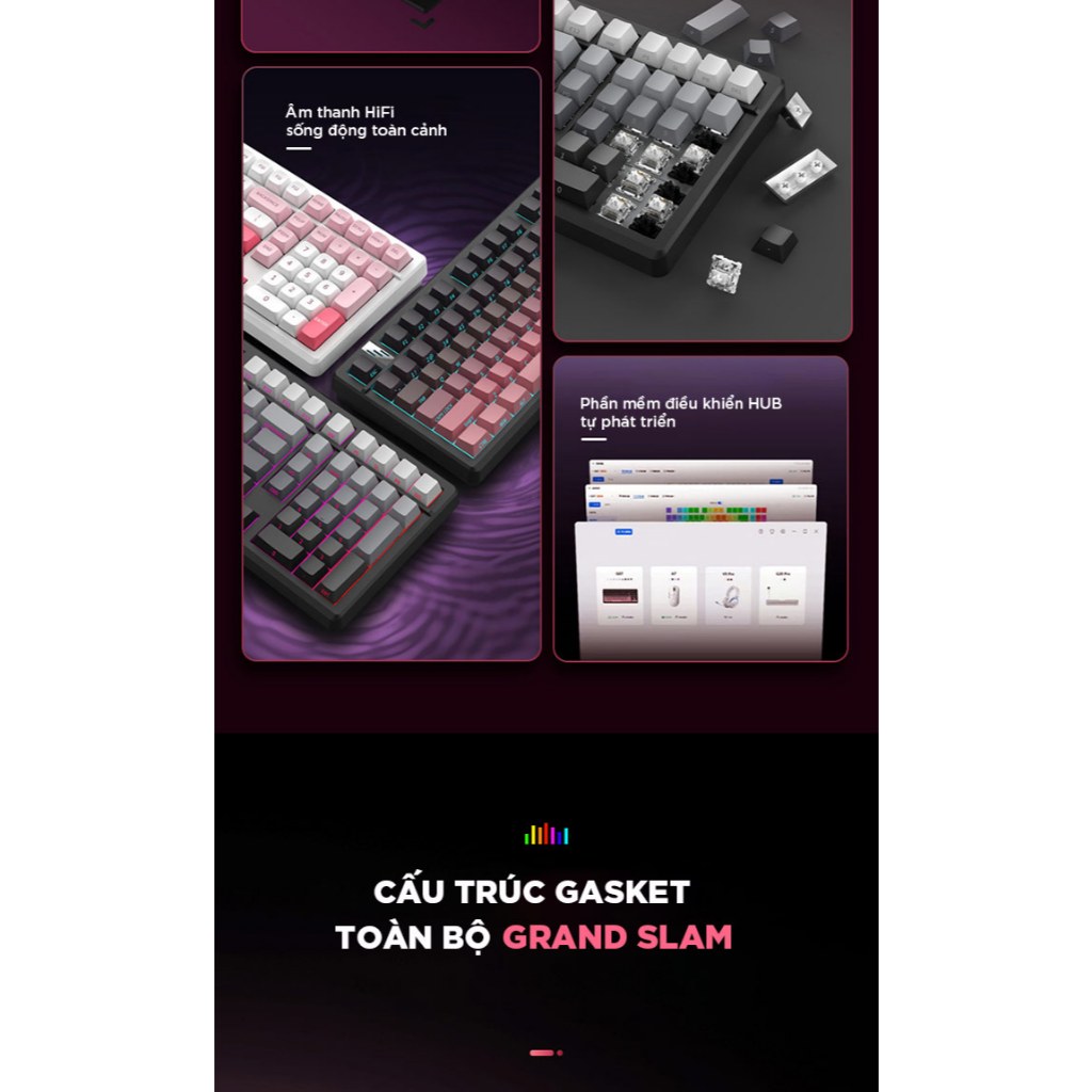 Bàn phím cơ k98 gaming Không dây Bluetooth Silent Switch LED RGB Có Hot-swap cho máy tính/laptop/ipad Có APP tùy chỉnh | BigBuy360 - bigbuy360.vn