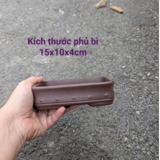 Chậu chữ nhật kiểu chậu tàu gốm Bát Tràng kích thước phủ bì 15x10x4cm