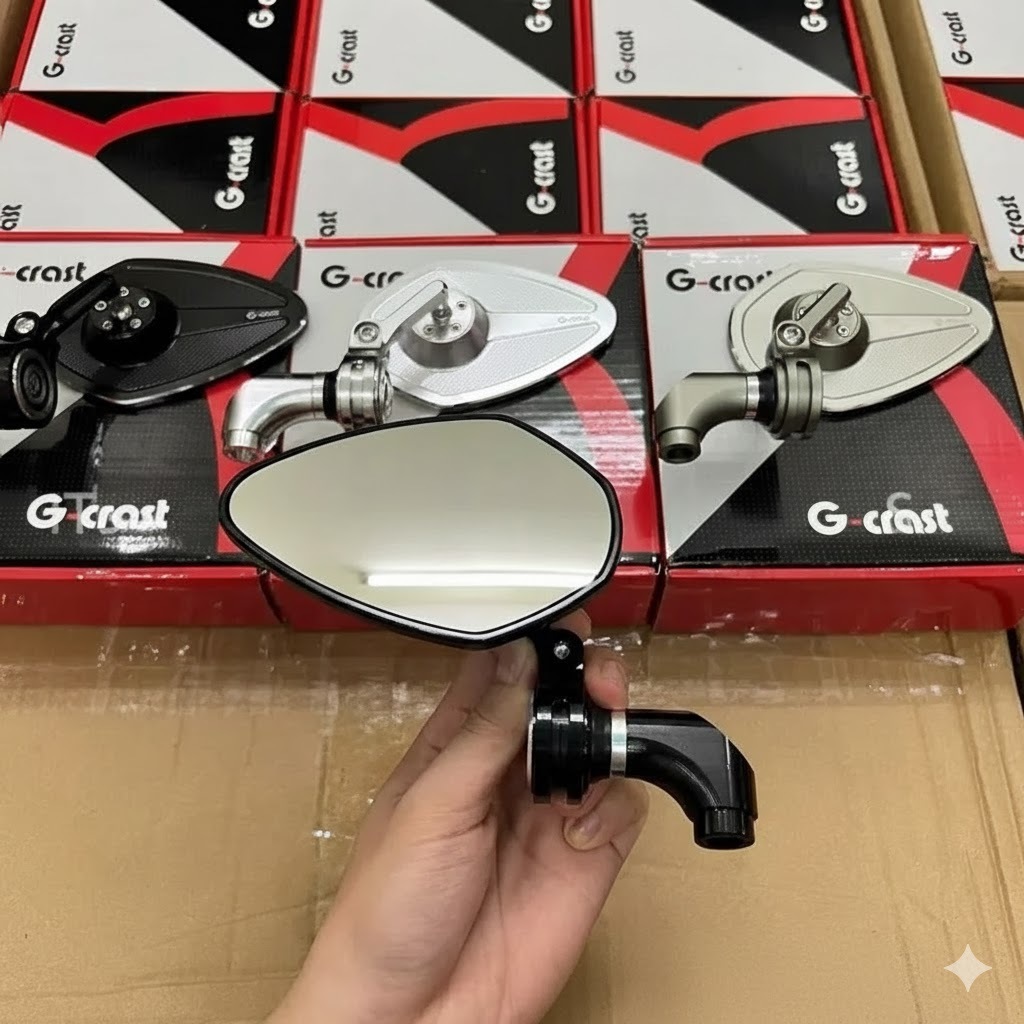 Gương (Kính) Chiếu Hậu G-Crast Nhôm 5 Cạnh Xoay Gập 360