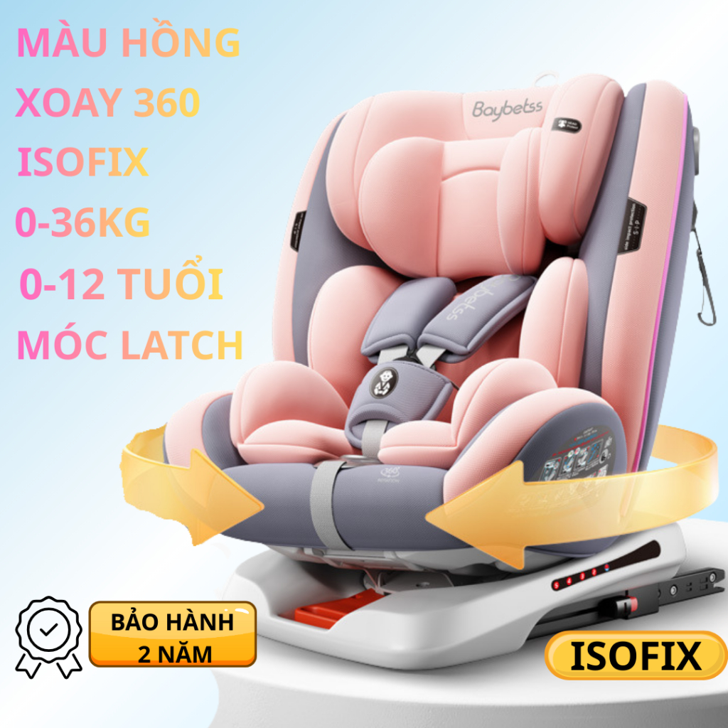 Ghế Ngồi Ô Tô Cho Bé Có Khóa Chốt An Toàn, Ghế an toàn cho trẻ em, ISOFIX+LACTH cố định