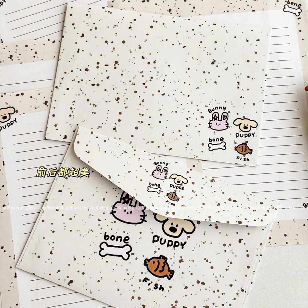 Set thiệp Bunny Puppy (4 phong bì + 4 giấy) - Chie shop