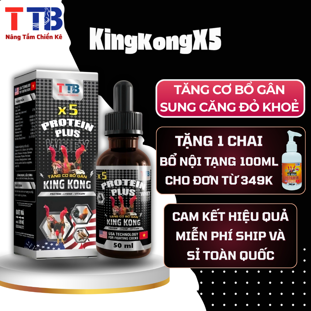 [SIÊU PHẨM] Tăng cơ bổ gân Kingkong x5 cho gà đá, gà chọi phát triển thể lực và cơ bắp toàn diện