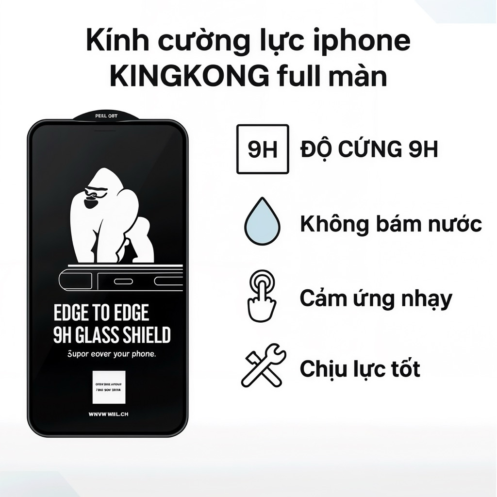 Kính Cường Lực IP KINGKONG Wekom Cao Cấp Hàng 1-Kính CL xé lẻ độ cứng vượt trội 9D bảo vệ điện thoại