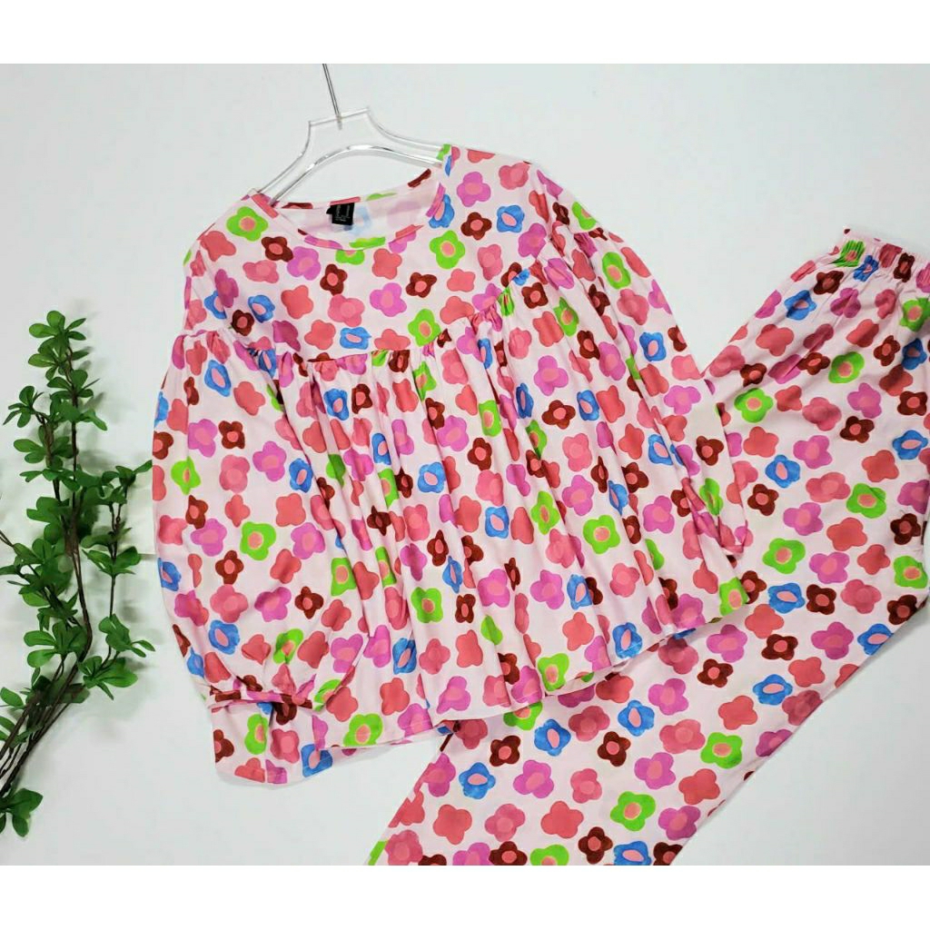 BỘ BABYDON TAY DÀI QUẦN DÀI LIỀN THÂN CỔ TRÒN (FROM RỘNG) - LANH/TOLE VNXK F21