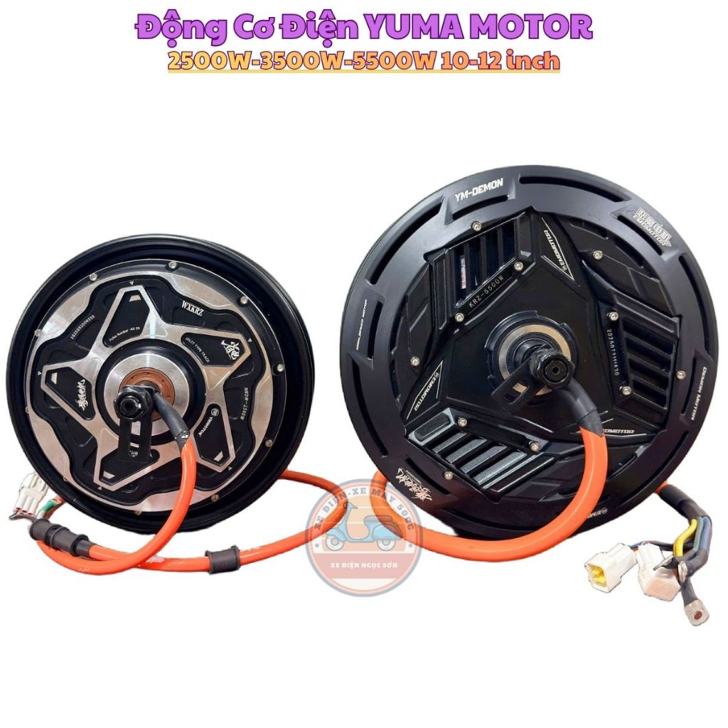 Động cơ xe điện YUMAMOTOR 2500W 3500W 5500W 10-12 INCH 48-96V KHÔNG CHỔI THAN - MẠNH MẼ