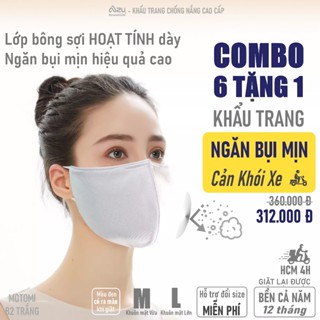  Khẩu trang vải chống bụi mịn 3 lớp có nẹp mũi màu trắng khẩu trang vải Azumikichi dùng đi xe máy dòng Motomi - B2 