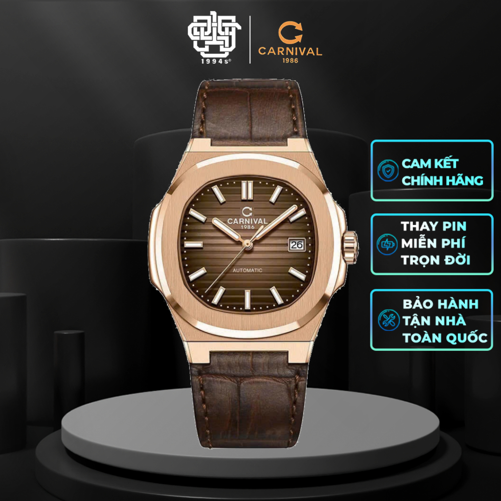 Đồng Hồ Nam CARNIVAL 8108G1-VH-DD-N Automatic Thanh Lịch Hàng Chính Hãng
