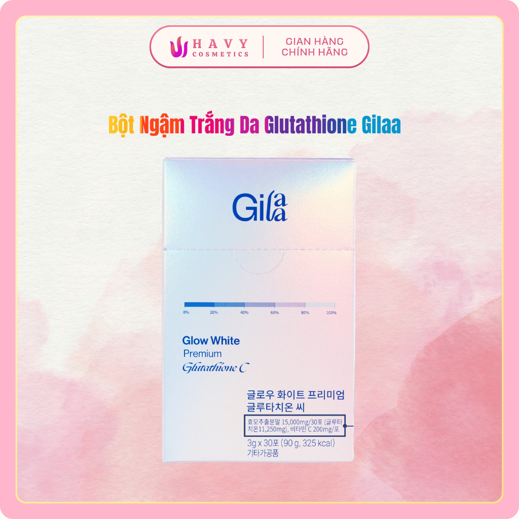 Thực phẩm bổ sung Gilla Glow White Premium Glutathione C (3g x 30 gói)
