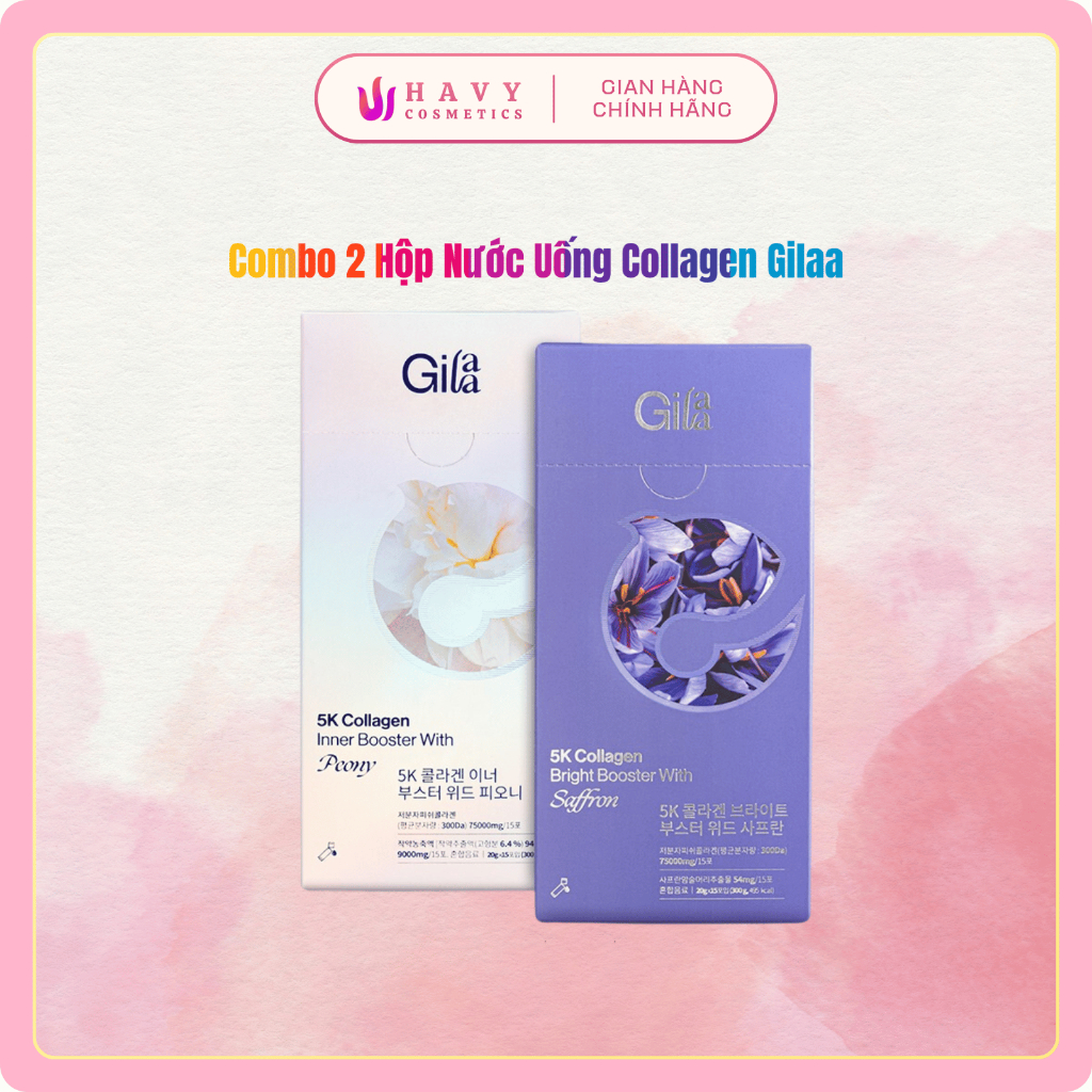 Combo 2 hộp Collagen Nước Gilaa Siêu Phân Tử 300DA (2 Hộp x 30 Gói)