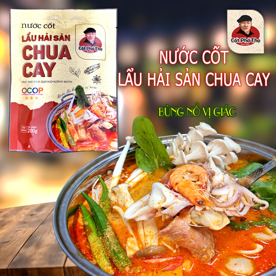 Cốt Hải Sản Chua Cay, Nước Cốt Lẩu Cô Đặc Thơm Ngon, Chuẩn Vị