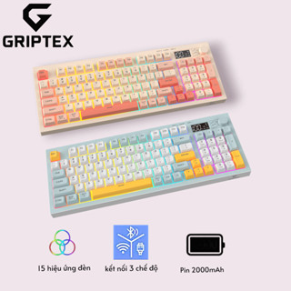  Bàn phím GRIPTEX 3 chế độ kết nối  Bluetooth   2.4G   Type-C  – Đèn LED RGB núm xoay âm lượng gõ êm nhẹ Bảo Hành 