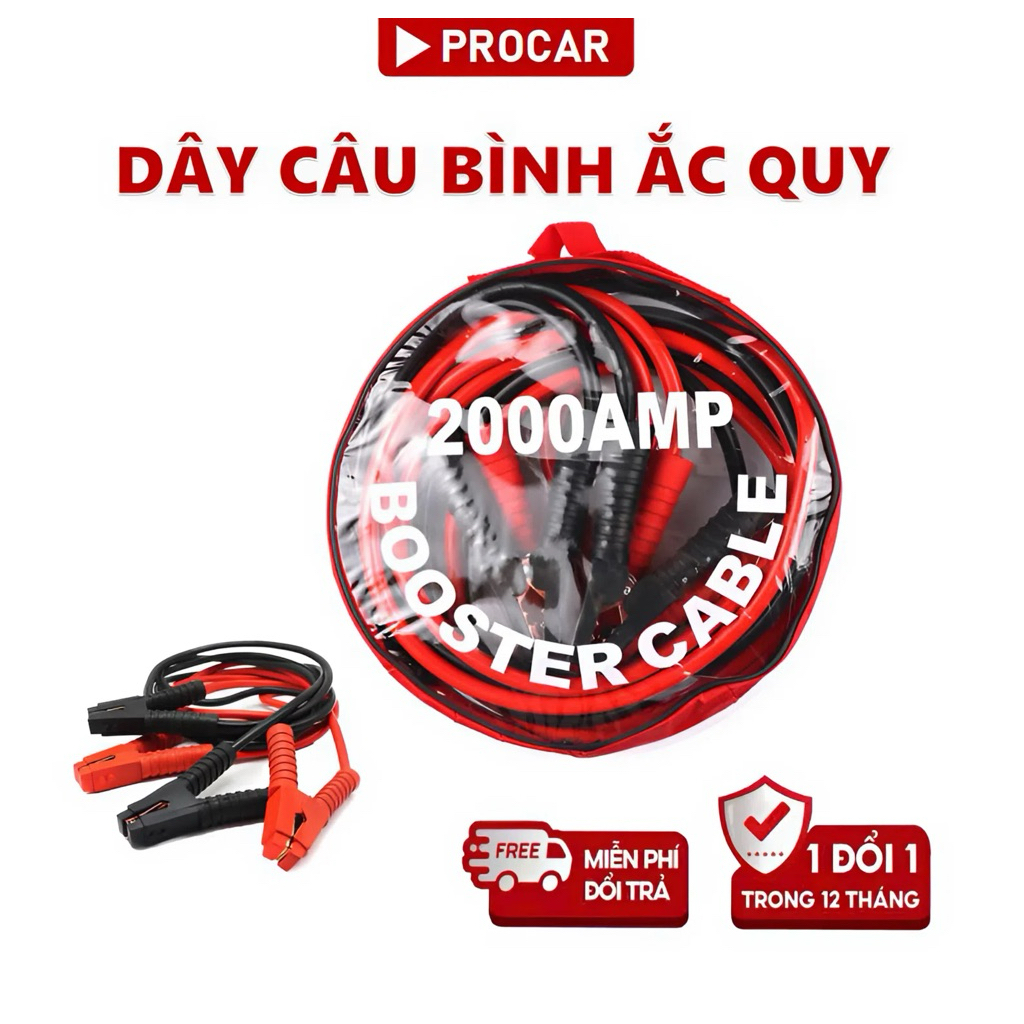 Dây câu bình acquy ôtô 1000A-2000A-3000A câu sạc, kích khởi động ôtô , dây cứu hộ xe tải, xe hơi, xe