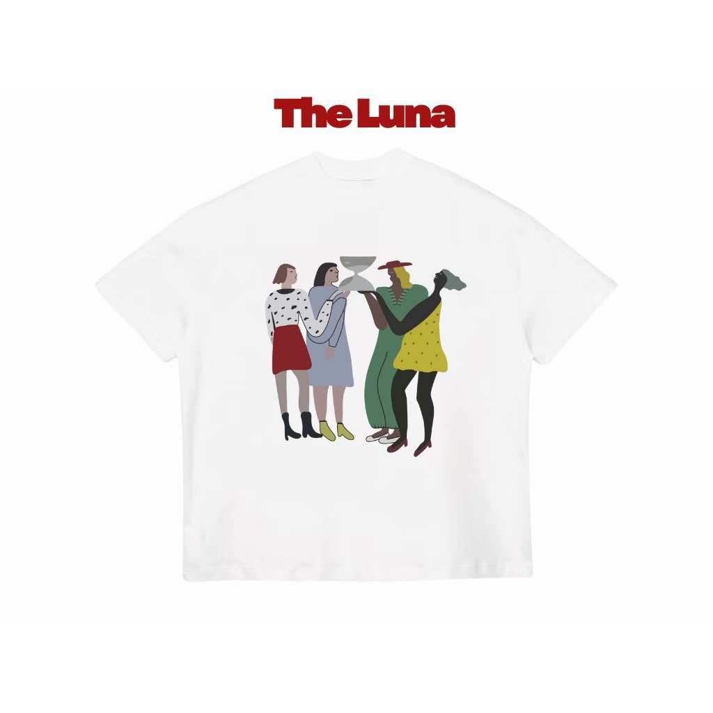 Áo Thun Form Boxy Màu Trắng “Fashion Trio & Friends”- The Luna