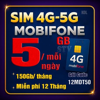 Sim 4G 5G Mobifone 12mdt50 trọn gói miễn phí 12 tháng tặng ( 5gb/ngày x 12 tháng)