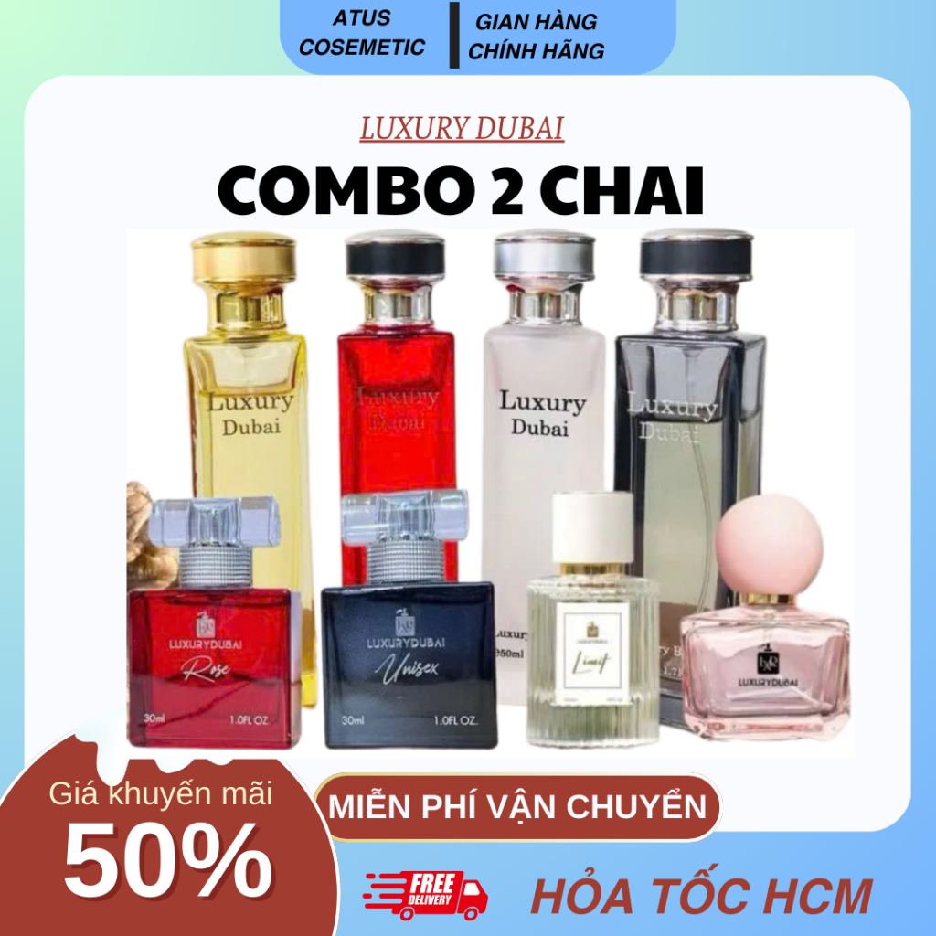 (Giá sỉ rẻ HCM) Combo 2 chai Nước hoa Dubai LUXURY nam nữ 30ml và 50ml -Nước hoa LUXURY DUBAI