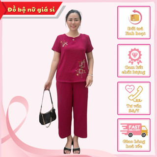  Đồ bộ trung niên chất đũi đẹp mềm mát hoạ tiết thêu tinh tế nhiều màu sắc nhã nhặn sang trọng cho 