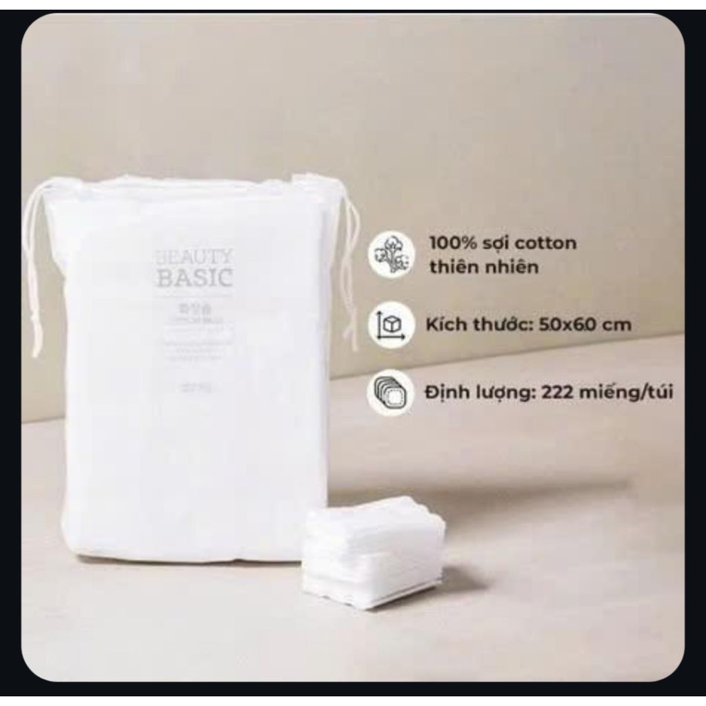 222 miếng Bông tẩy trang Beauty Basic Hàn Quốc mềm mịn không thô xơ Emart