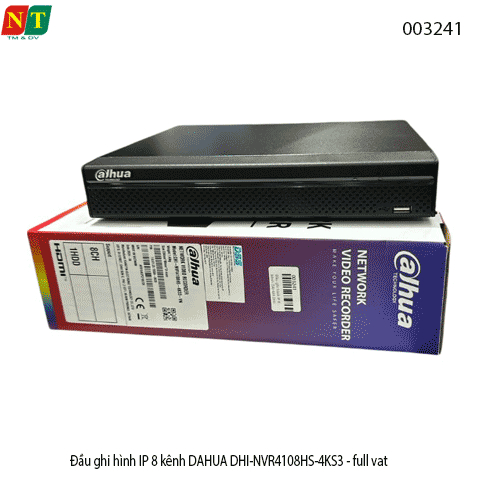 Đầu Đầu ghi hình IP Dahua DHI-NVR4108HS-4KS3 – NVR 8 Kênh – Hỗ trợ camera đến 12MP – Smart H.265+ – 