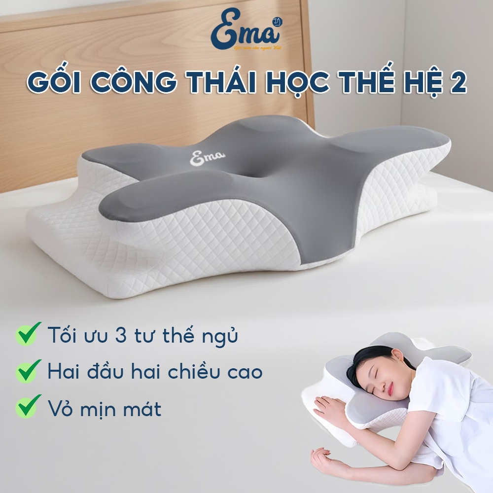 Gối công thái học EMA thế hệ 2 giảm đau mỏi vai gáy, chống thoái hóa đốt sống cổ, hỗ trợ ngủ nhanh