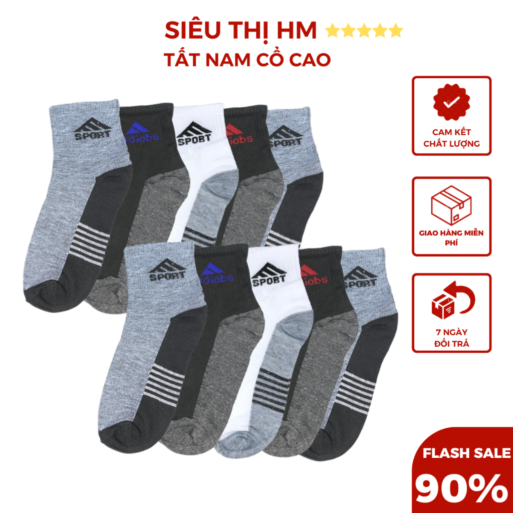 [SIÊU THỊ HM] XẢ HÀNG SIÊU RẺ 20 Đôi Tất Nam Cổ Cao Sport Giá chỉ 6k