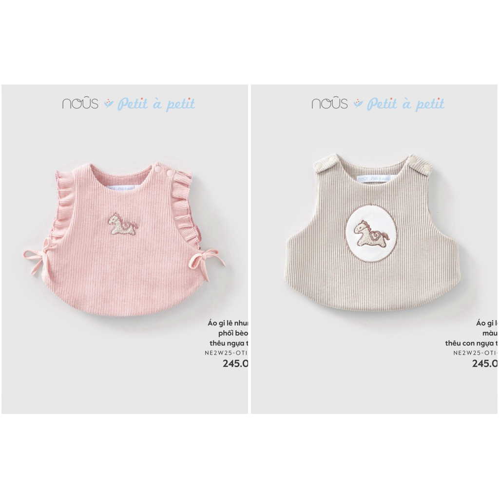 [ Nous ] Áo Gile Nous trần bông và lông cho bé trai bé gái