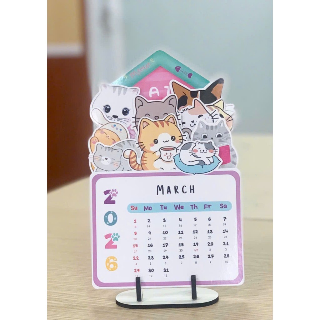 Lịch ÂM để bàn xinh 2026 - Ngôi nhà mèo cưng, lịch  để bàn đẹp, lịch quà tặng, lịch phong thuỷ, lịch