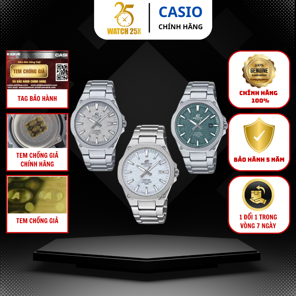 Đồng Hồ Casio Edifice EFR-S108DE Watch25x - Mỏng Gọn 8.3mm, Kính Sapphire Chống Trầy 5 Năm Bảo Hành