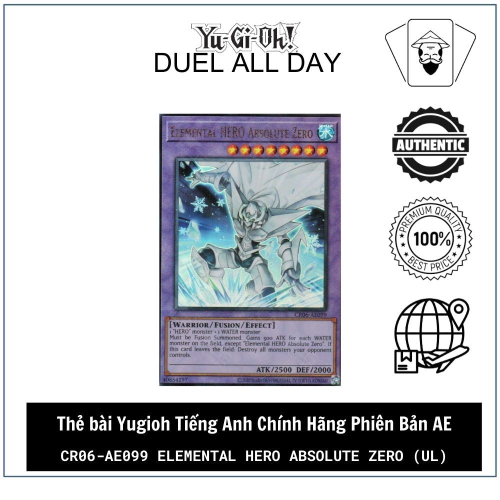 Thẻ bài Yugioh Tiếng Anh Chính Hãng Phiên Bản AE: CR06-AE099 Elemental HERO Absolute Zero (UL)
