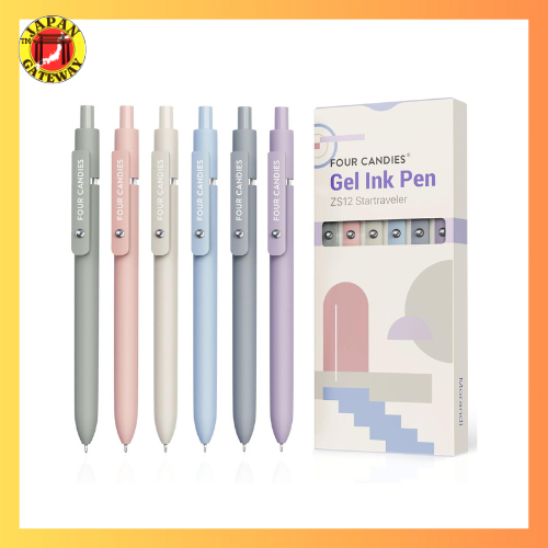 Bút bi gel Four Candies, Bộ 6 chiếc, Ngòi 0,5mm, Văn phòng phẩm dễ thương, Dễ viết, Mực khô nhanh, Q