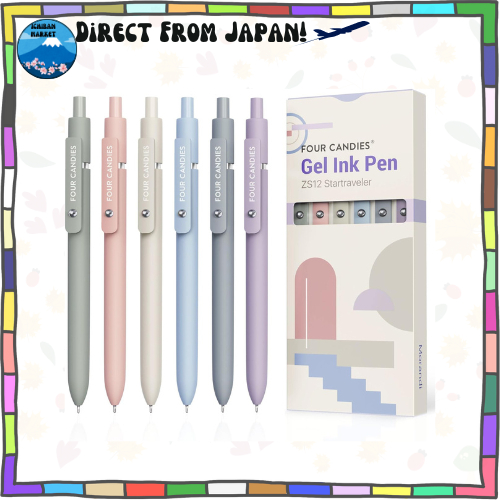 Bút bi gel Four Candies, Bộ 6 chiếc, Ngòi 0,5mm, Văn phòng phẩm dễ thương, Dễ viết, Mực khô nhanh, Q
